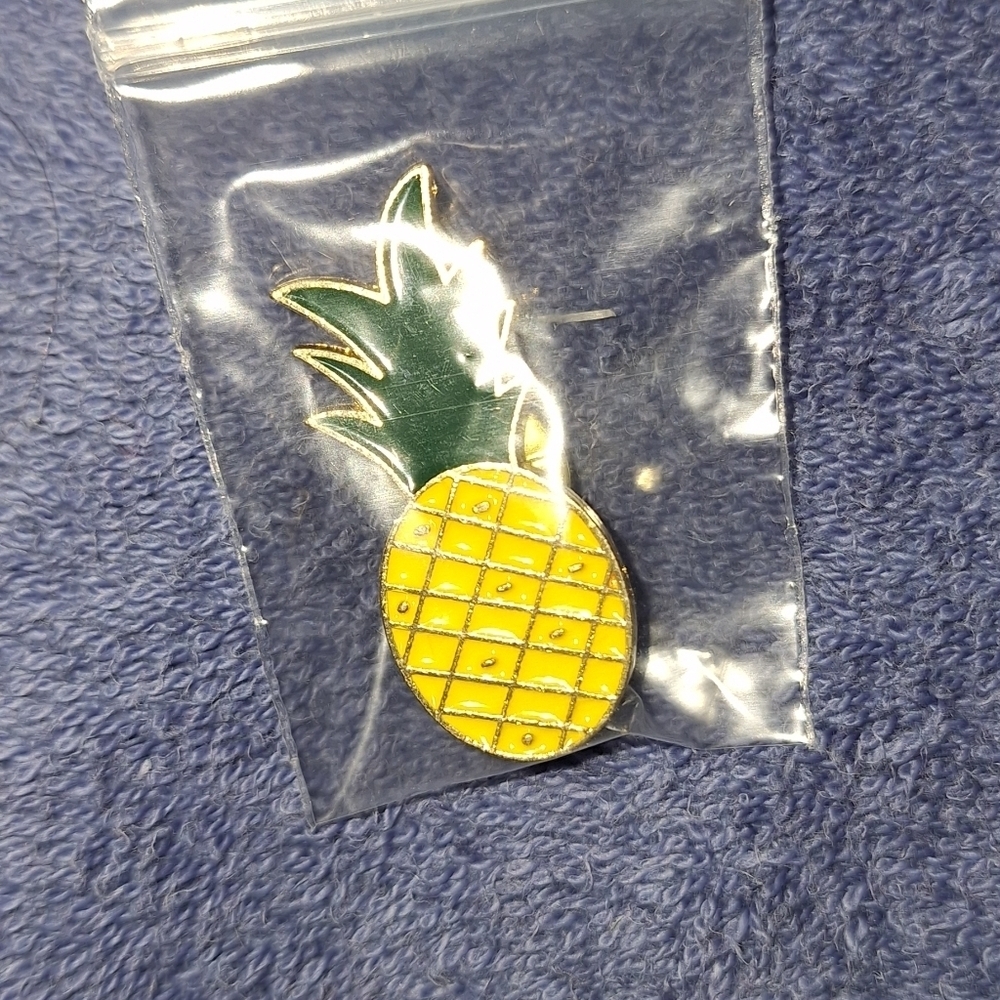 Yellow Green Pineapple Enamel Pin Gold Tone
